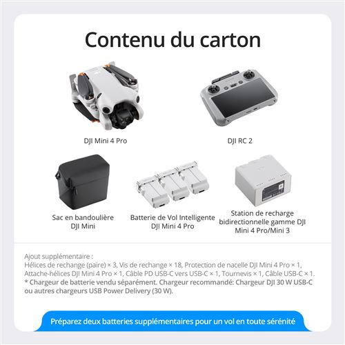 DJI Mini 4 Pro Fly More Combo avec Radiocommande - Drone Compact et Puissant