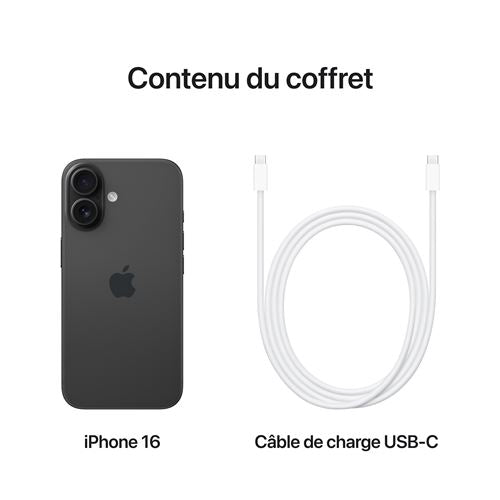 Apple iPhone 16 - 6,1" 5G - 128 Go - Double SIM - Noir 2024