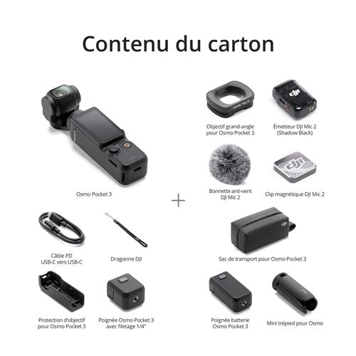 DJI Osmo Pocket 3 Creator Combo - Caméra Stabilisée Compacte